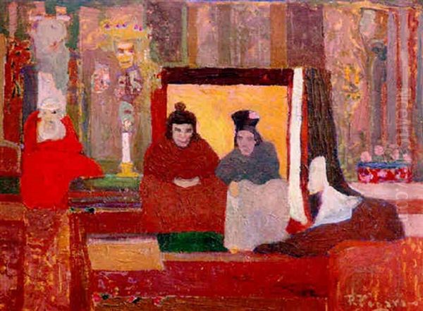 Actores En Receso Oil Painting by Pedro Figari