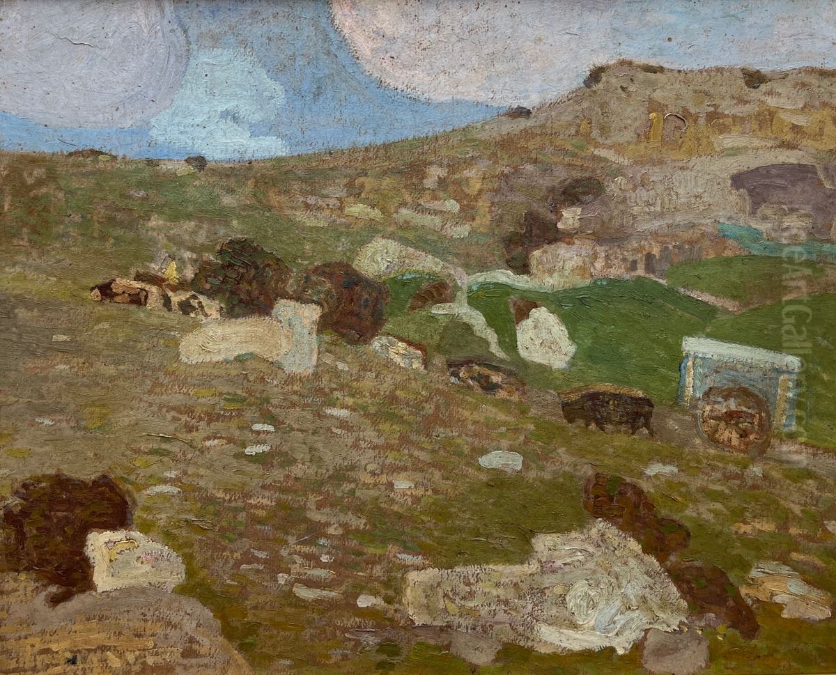 Paisaje Con Carreta Oil Painting by Pedro Figari