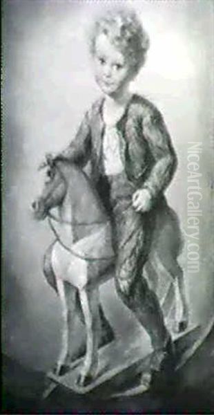 Bub Auf Schaukelpferd Oil Painting by Albert Figel