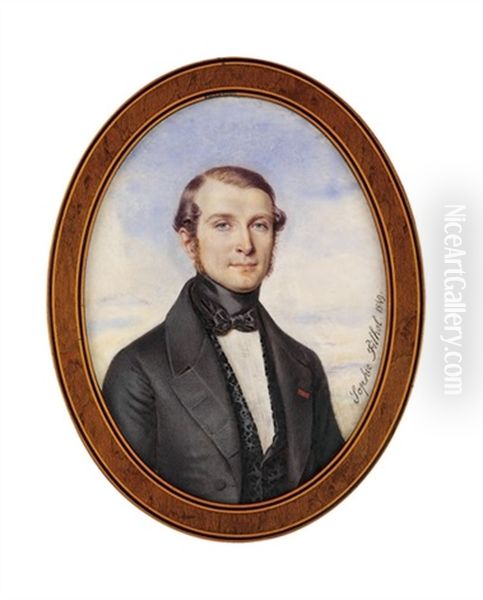 A Young Gentleman In Grey Coat Oil Painting by Sophie Antoinette Filhol