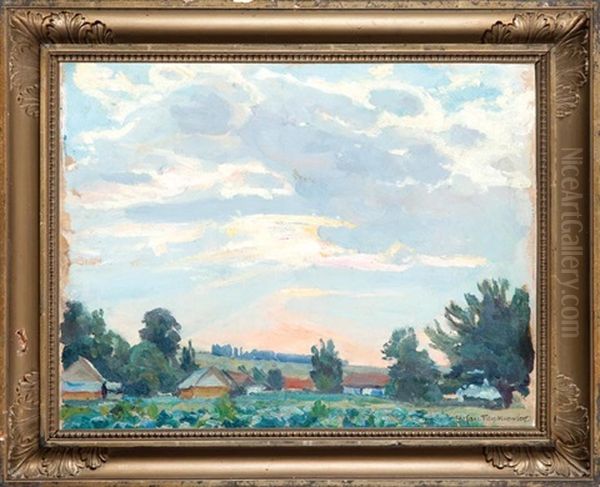 Pejzaz Z Wysokim Niebem Oil Painting by Stefan Filipkiewicz