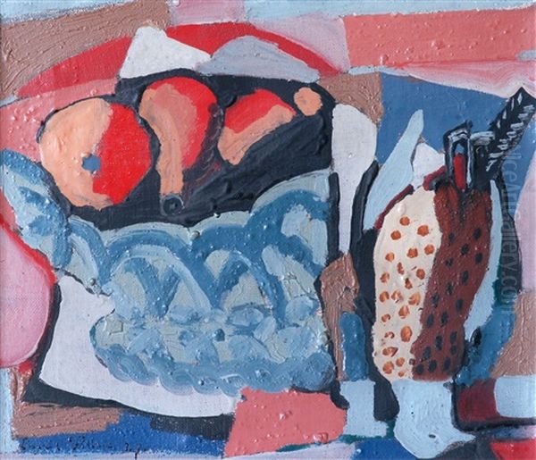 Zatisi S Ovocem A Ptakem Oil Painting by Emil Filla