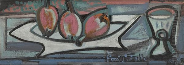 Still Life With Fruit And Glass Oil Painting by Emil Filla