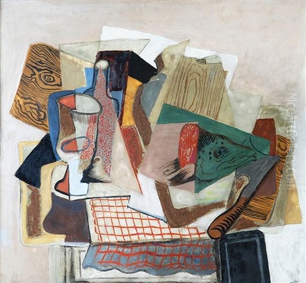 (50a) Still-life With Fish Head Oil Painting by Emil Filla