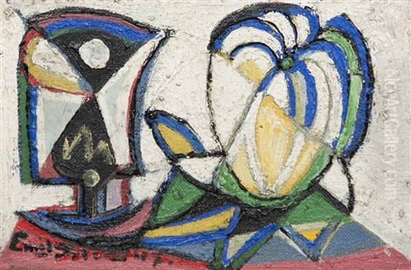 Still-life With Glass And Orange Oil Painting by Emil Filla