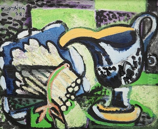 Zatisi S Konvici Oil Painting by Emil Filla