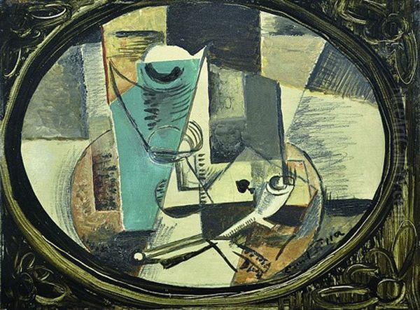 Still Life With A Card And A Pipe Oil Painting by Emil Filla