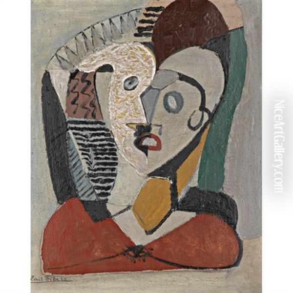 Head Of A Girl (hlava Divky) Oil Painting by Emil Filla