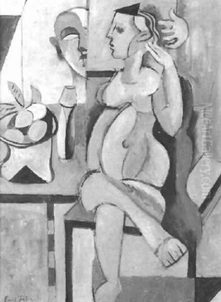 Interieur Mit Weiblichem Akt Oil Painting by Emil Filla