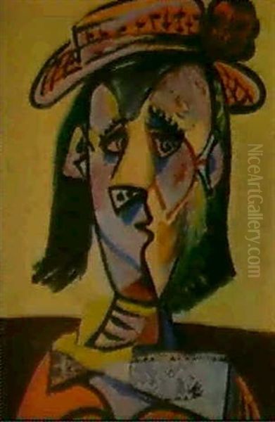 Frau Mit Hut Oil Painting by Emil Filla