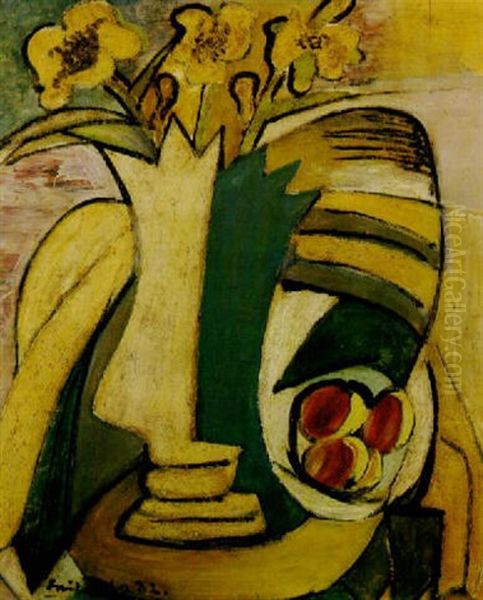 Nature Morte Aux Fruits Et Fleurs Oil Painting by Emil Filla