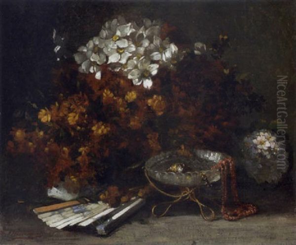 Blumenstillleben Oil Painting by Benoit Fillatreau