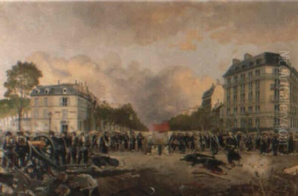 Episode De La Commune, Paris, Place Denfert-rochereau Oil Painting by Benoit Fillatreau