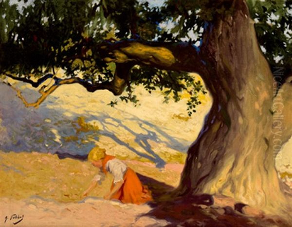 Recogiendo La Aceituna Oil Painting by Antonio Fillol