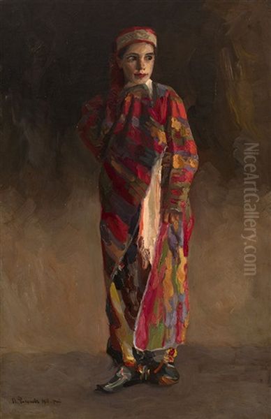 Girl In Oriental Clothes Oil Painting by Pavel Nikolaevitch Filonov