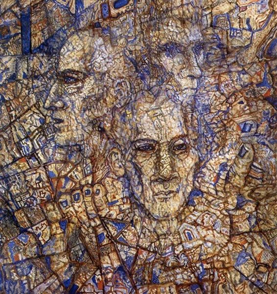 Three Faces Oil Painting by Pavel Nikolaevitch Filonov