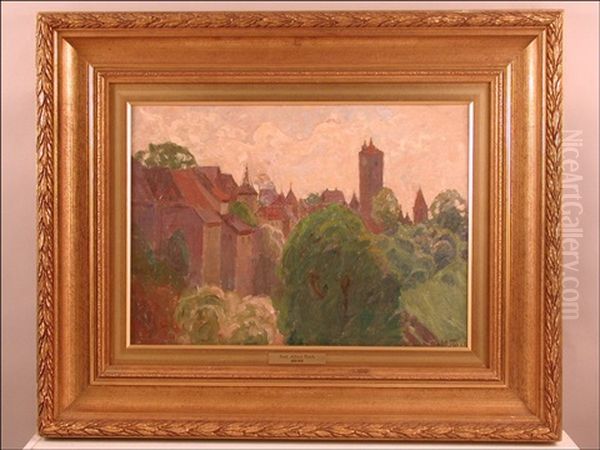 Keskieurooppalainen Kaupunki Oil Painting by Alfred William (Willy) Finch