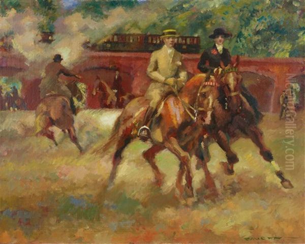 Im Alten Berliner Hippodrom Oil Painting by Gino Ritter von Finetti
