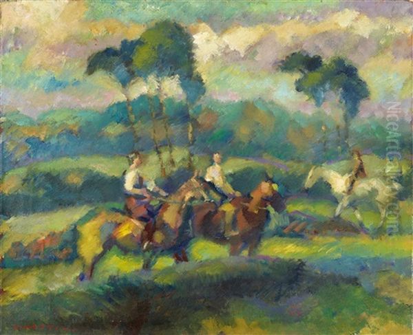 Hoppegarten Oil Painting by Gino Ritter von Finetti