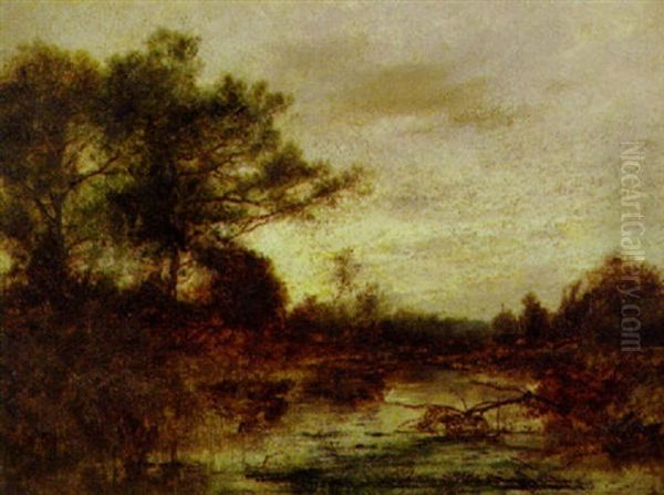 Autumnal German Landscape Oil Painting by August Fink