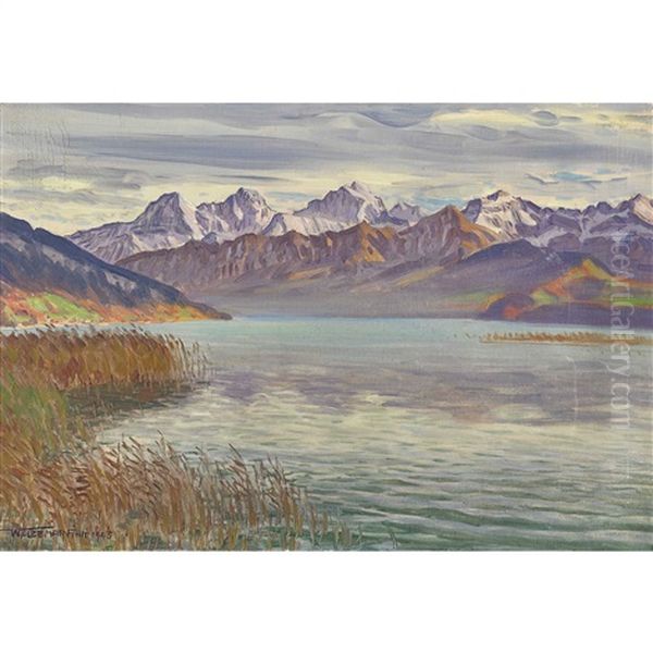 Novemberstimmung Bei Durrenast Am Thunersee Oil Painting by Waldemar Theophil Fink