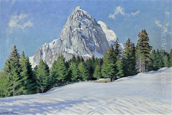 Sonniger Wintertag Oil Painting by Waldemar Theophil Fink