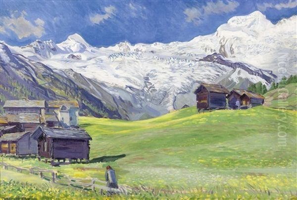 Fruhsommermorgen Bei Saas-fee Oil Painting by Waldemar Theophil Fink