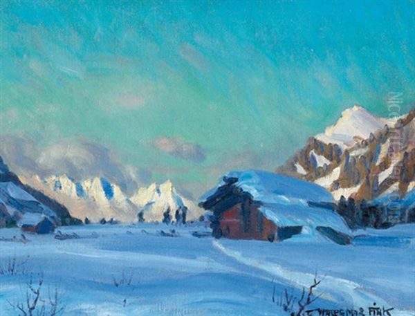 Wintervorabend Bei Kandersteg Oil Painting by Waldemar Theophil Fink