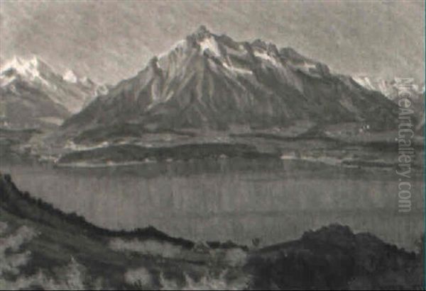 Ausblick Uber Den Thunersee Oil Painting by Waldemar Theophil Fink