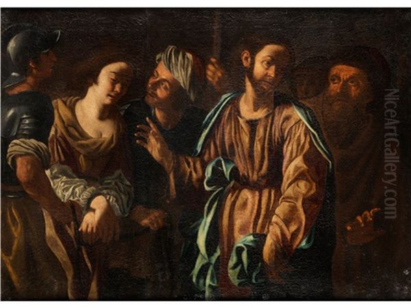 Christus Und Die Ehebrecherin Oil Painting by Paolo Domenico Finoglia