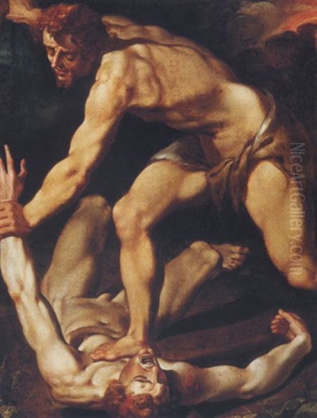 Cain Slaying Abel Oil Painting by Louis (Ludovico) Finson