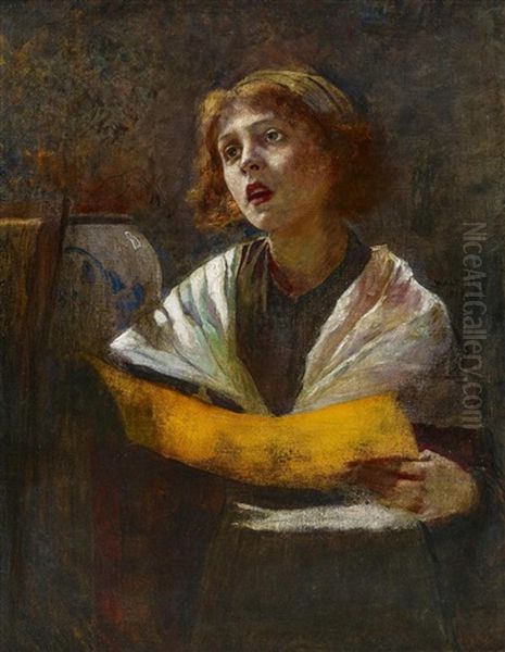 Singendes Madchen Oil Painting by Walter Firle
