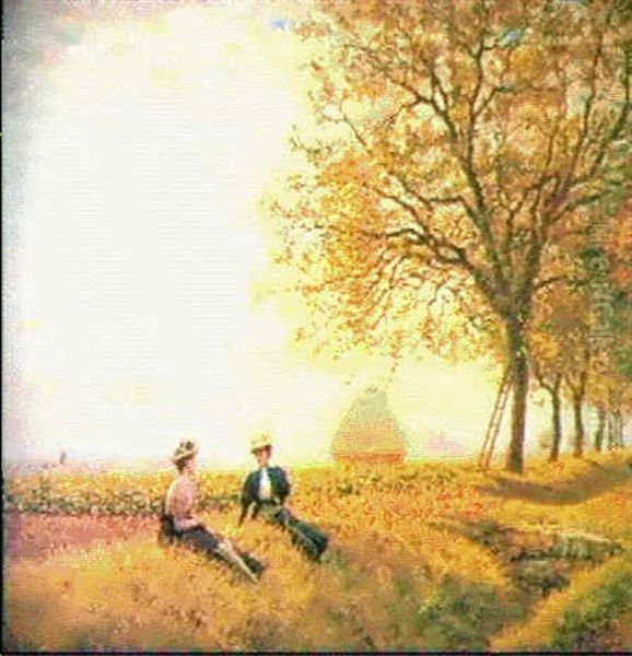 Femmes Dans Un Champ Oil Painting by Marie Francois Firmin-Girard