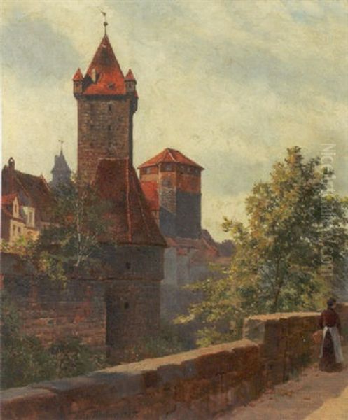 Parti Fra Borgen In Nurnberg Oil Painting by August Fischer