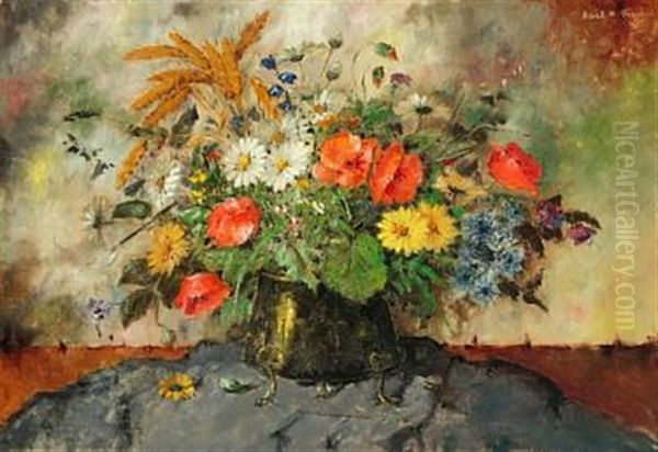 Still-life With Bouquet Oil Painting by Carl Holger Fischer