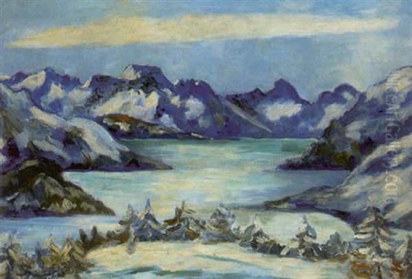 Silser See Oil Painting by Johannes Fischer