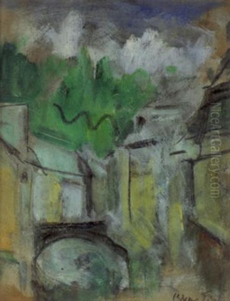 Altstadt Mit Brucke Oil Painting by Oskar Fischer