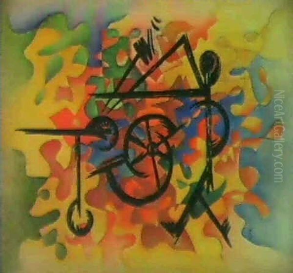 Der Liebe Scherenschleifer (um 1918/20) Oil Painting by Oskar Fischer