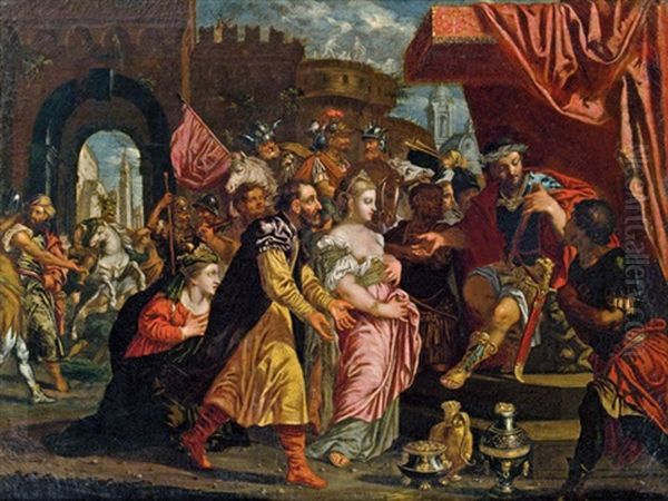 Der Grosmut Des Scipio (enthaltsamkeit Scipios) Oil Painting by Isaac Fisches