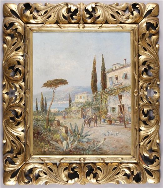 Sudliche Kustenlandschaft Oil Painting by Georg Fischhof