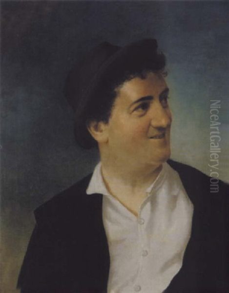 Portrait Eines Herrn Mit Hut Oil Painting by Georg Fischhof