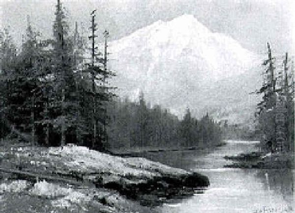 Mountain Landscape Oil Painting by D.A. Fisher