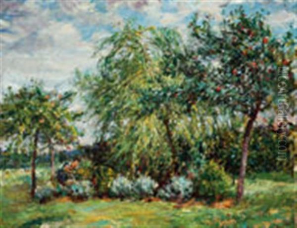 Garden Of Apple Trees Oil Painting by Mark Fisher