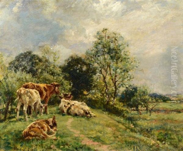 Landscape With Cows Oil Painting by Mark Fisher