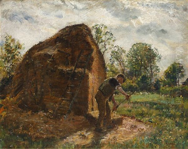 Trussing Hay Oil Painting by Mark Fisher