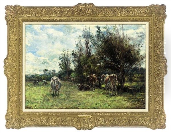 Cattle Grazing Oil Painting by Mark Fisher