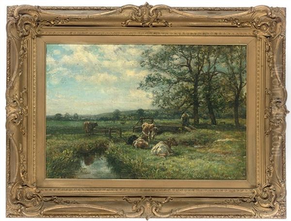 Cattle By The Stream Oil Painting by Mark Fisher