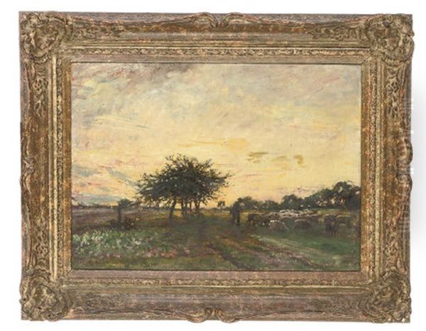 Taking The Flock Home Oil Painting by Mark Fisher