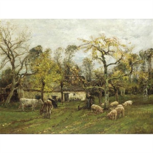 A Sussex Farmstead Oil Painting by Mark Fisher