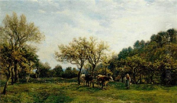 Milking Time Oil Painting by Mark Fisher